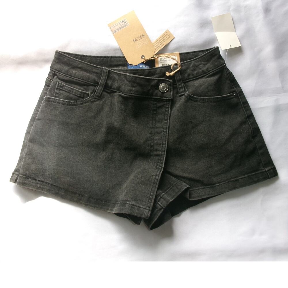 Project Indigo Women's Black High Rise Denim Shorts Size 7 NWT